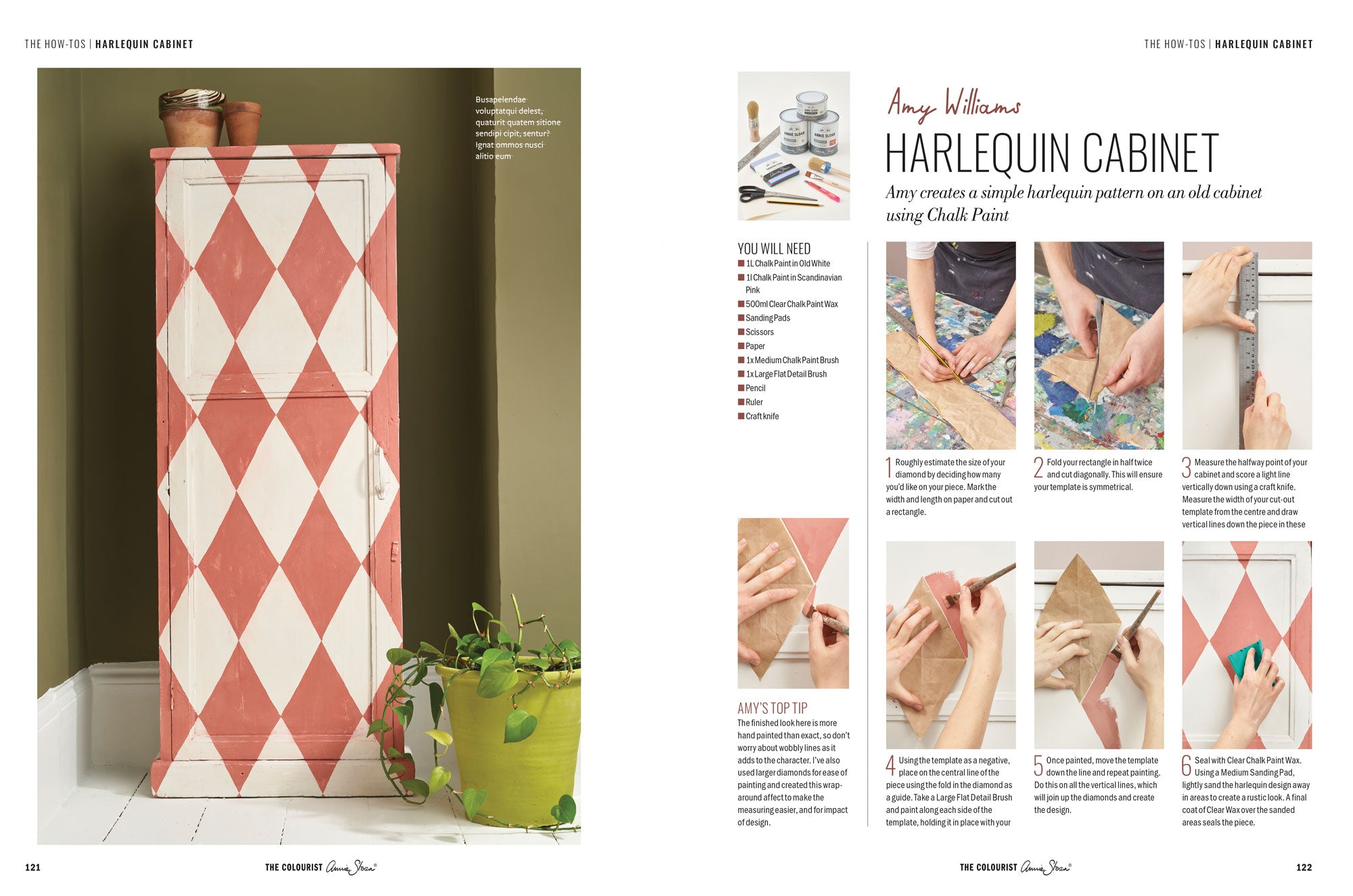 I nummer 9 får du också tips hur du ska måla ett skåp med Harlequin - mönster. Kolla i The Colourist nummer 9 från Annie Sloan.