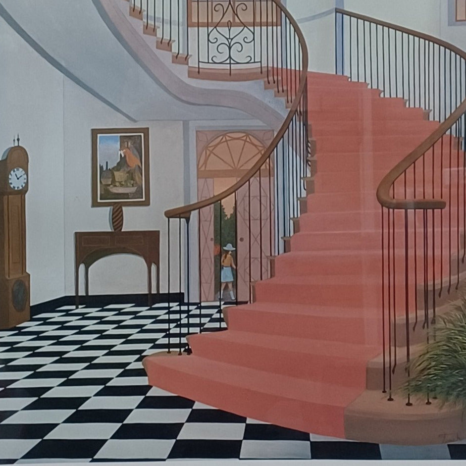 Interiorscapes av Ledan  kombinerar inre och yttre miljöer med en lekfull och färgstark teknik.
