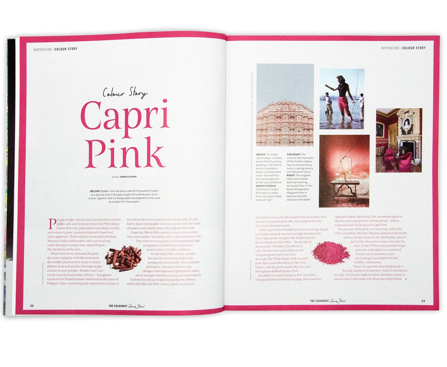 Den nya kulören Capri Pink presenteras i Annie Sloans magasin nr 6 The Colourist.
