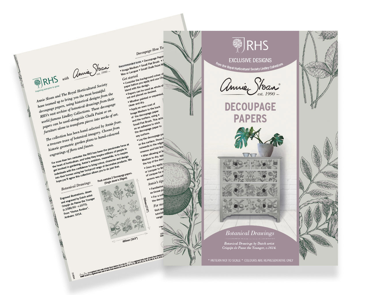 Botaniska stiliserade växter från RHS Decoupage Paper