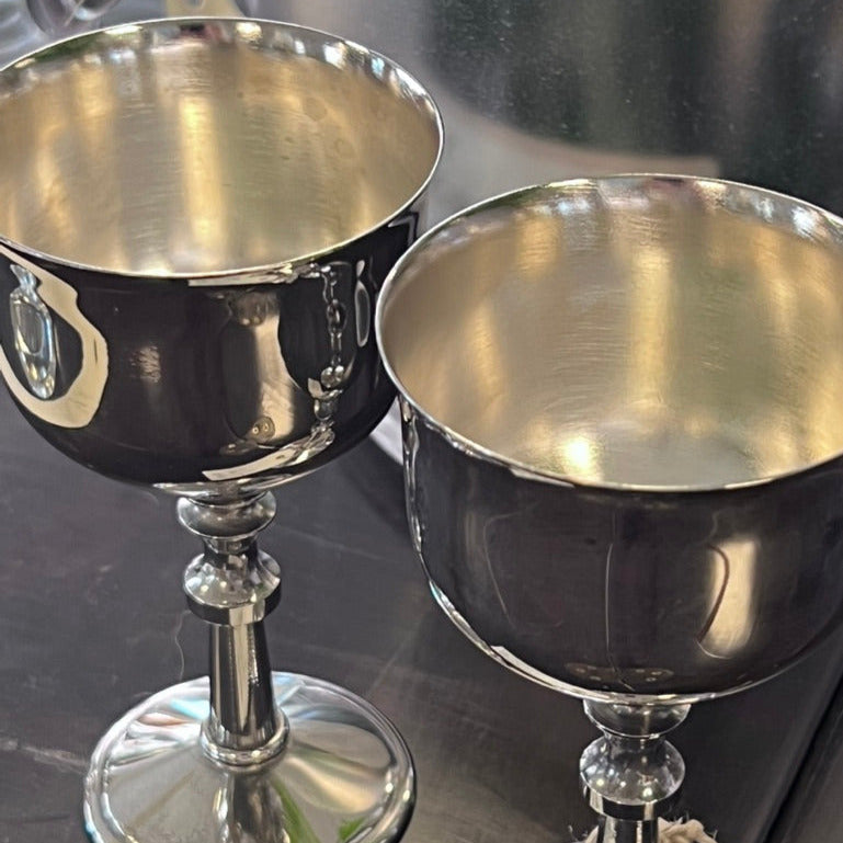 Silverpläterade vintagebägare i mässing
